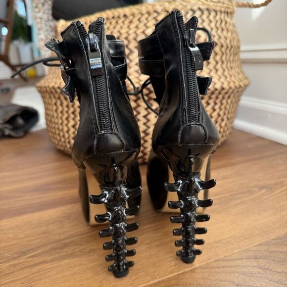 Gothic Babe Gothic Punk Bone Heel Boots Black $184 38 - Picture 6 of 14